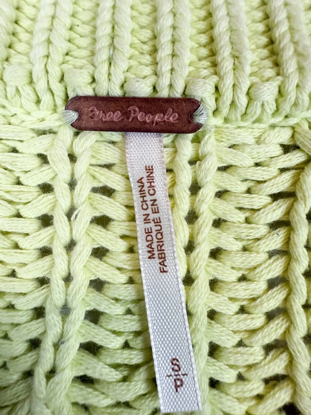 Free People Sweet Nothing Cardi Lime Glow Chunky Cropped Knit Cardigan Small